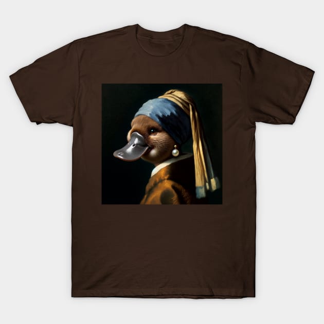 Wildlife Conservation - Pearl Earring Platypus Meme T-Shirt by Edd Paint Something